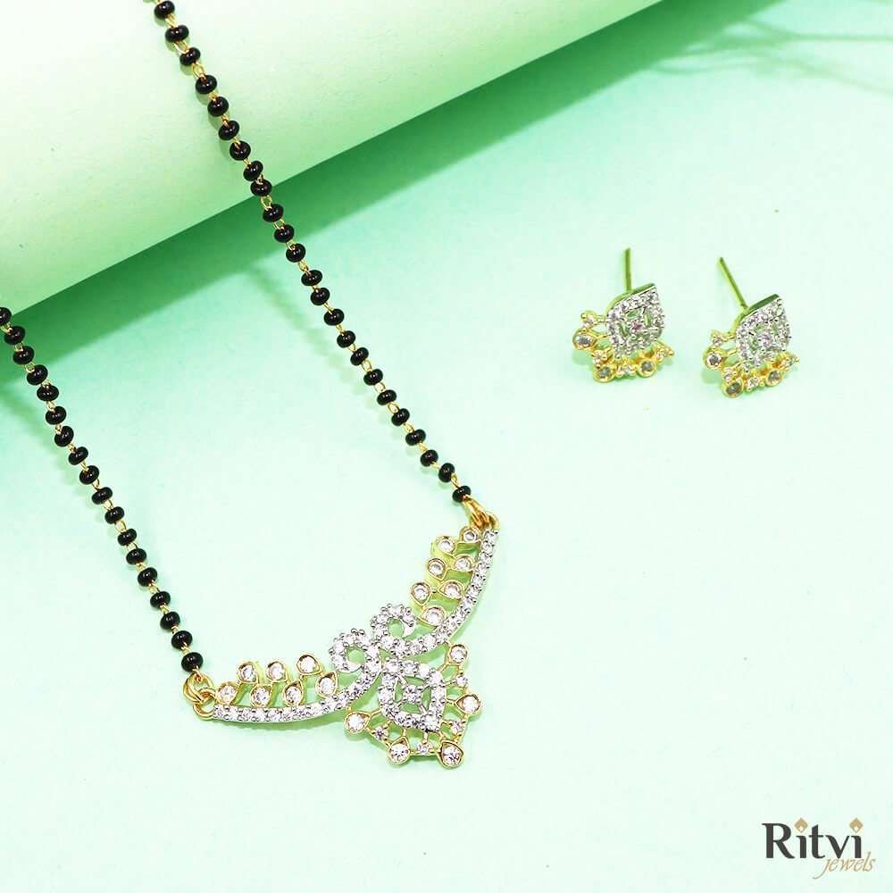 12-1-1.jpg Ruhika Silver/Gold Mangalsutra Set - Image 1