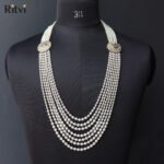 Ritvi Divam White Pearl Kundan Sherwani Mala