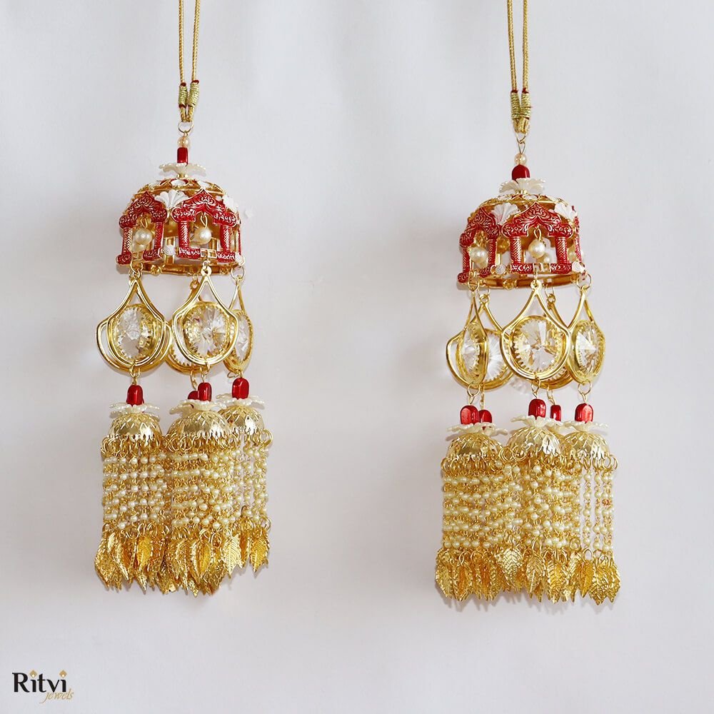 Gold & Red bridal kalira