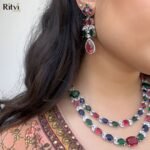 Krishma Multicolor AD Necklace Set - Image 2