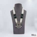 Malvika Kundan Long Necklace Set - Green