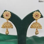 Ritvi Kala Gold Ruby Jhumka