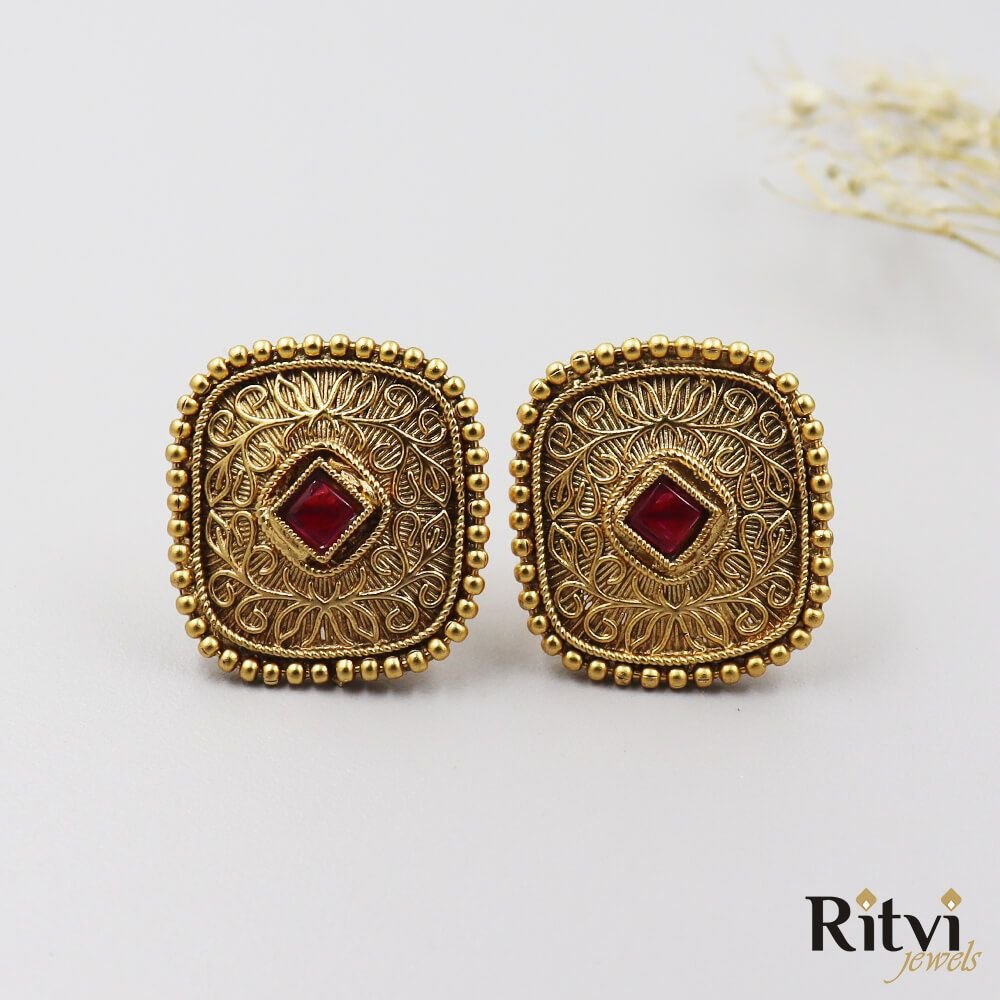 Ritvi-Arohi-Antique-Earrings-Ruby-2.jpg Ritvi Arohi Antique Earrings (Ruby) - Image 1