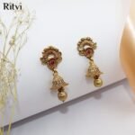Ritvi Ashi Gold Ruby Jhumka - Image 2