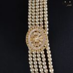Ritvi Kavish Rose Gold Pearl Gold AD Sherwani Mala (Green) - Image 3