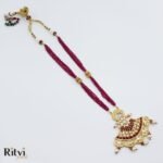 Ritvi Megha Kundan Long Necklace Set - Ruby - Image 5