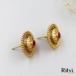 Ritvi Raaga Antique Earrings (Ruby) - Image 2