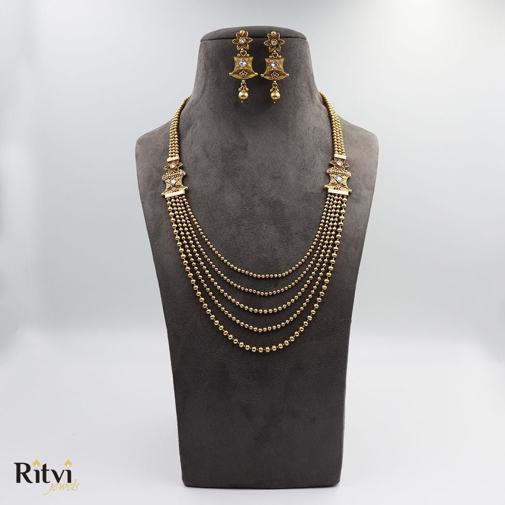 Ritvi-Rangriti-Gold-Long-Necklace-Set-1.jpg Ritvi Rangriti Gold Long Necklace Set - Image 1