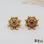 Ritvi Sejal Antique Gold Studs (Ruby)