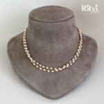 Ritvi Vidhu Handmade Pearl Beads Gold Mala (White)