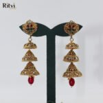 Ritvi Manya Gold Ruby Jhumka - Image 2