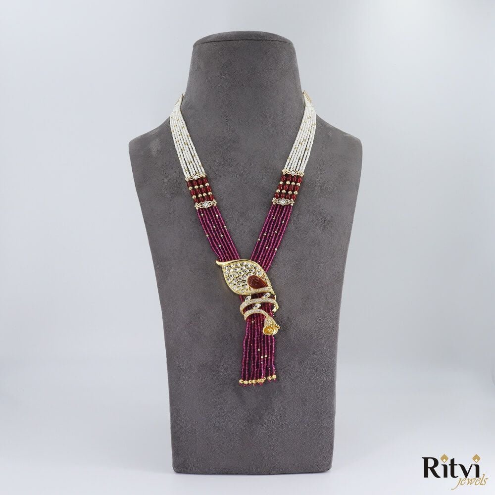 Sheetal-Kundan-Long-Necklace-Set-Ruby-2-1.jpg Sheetal Kundan Long Necklace Set - Ruby - Image 1