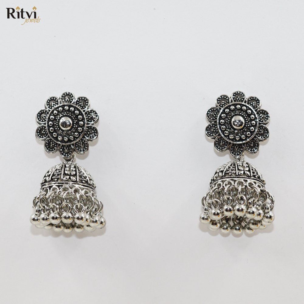 Sandhya Oxidised Jhumka Earrings