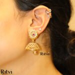 Ritvi Kala Gold Ruby Jhumka