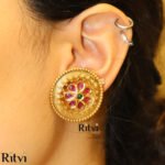 Ritvi Rangoli Antique Earrings (Ruby)