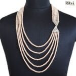 Ritvi Rose Gold Kundan Sherwani Mala- Gold