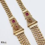 Ritvi Five Layer Gold Long Necklace Set (Ruby) - Image 4