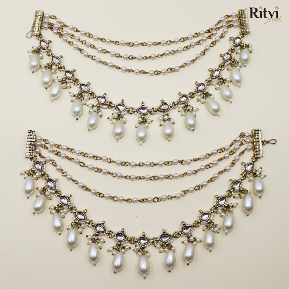 komal Gold Plated Pearl Kanchain/Ear Chain