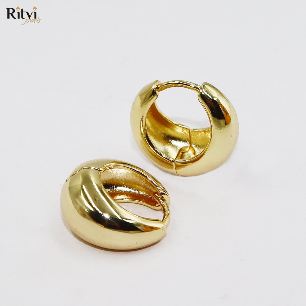 Golden Crescent Huggie Hoops