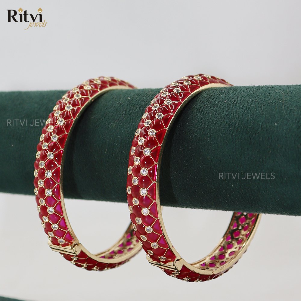 Magenta lakh AD bangles