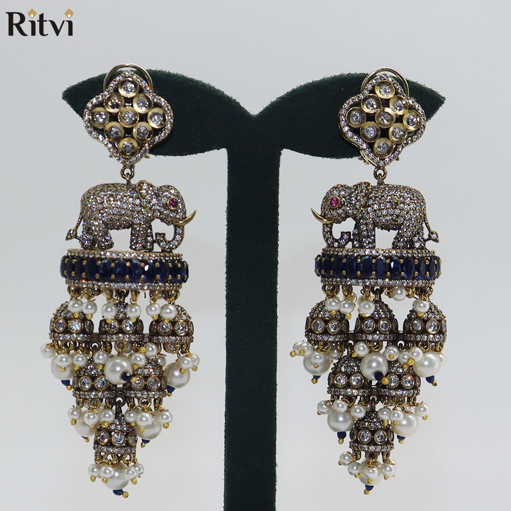 Myra blue Elephant earrings