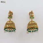 Peacock Emerald Jhumka by Ritvi Jewels