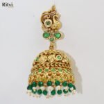 Peacock Emerald Jhumka by Ritvi Jewels