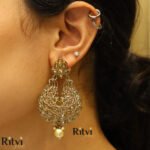 Polki Earrings with Maang Tika