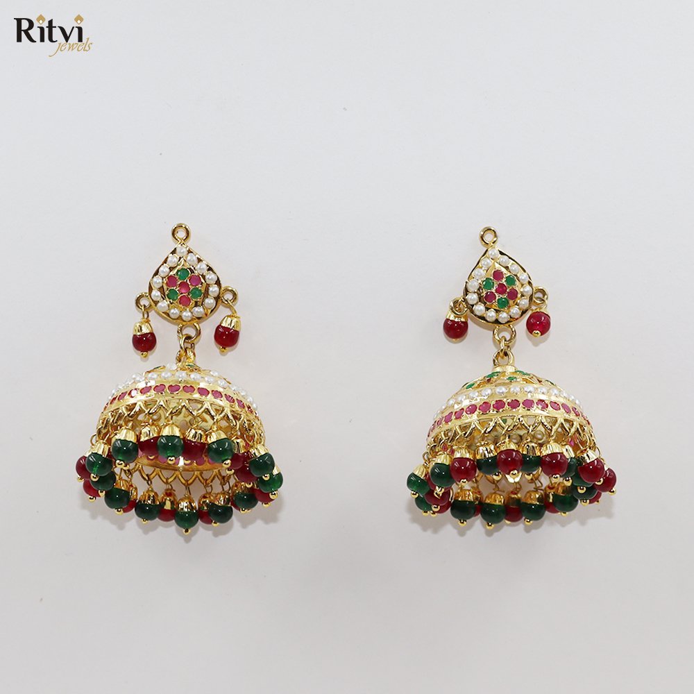 Mehfil Multicolor Jadau Jhumka 