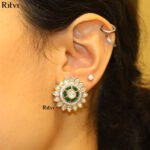 Kundan Emerald Blossom Studs