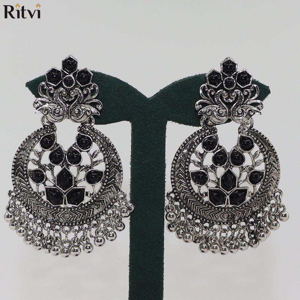 Oxidised Regal Bloom Chandbalis