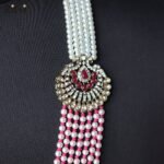 Ritvi Kundan & Ruby Crystal Beaded Sherwani Mala - Image 2