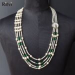 Ritvi Sea Green & White Pearl 4 Line Sherwani Mala