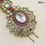 Ritvi Shubh Gold Finished Pearl Kundan Kalgi - Image 2