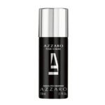 Azzaro Pour Homme Deodorant Spray 150ml in a sleek black aerosol can with a silver