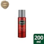 Brut Original Total Protection Deodorant Spray 200ml for Men in a metallic red aerosol can with a silver cap and classic Brut branding.