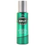 Brut Original Deodorant Spray 200ml for Men in a metallic green aerosol can with a silver cap and classic Brut Paris branding.