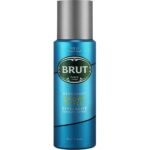 Brut Sport Style Deodorant Spray 200ml for Men in a metallic blue aerosol can with a silver cap and classic Brut Paris branding.