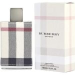 Burberry London for Women Eau de Parfum 100ml in the iconic Burberry check-pattern bottle with a matching white check-print retail box.