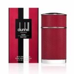 Dunhill Icon Racing Eau De Parfum 100ml for Men in a premium red textured bottle with matching luxury packaging. A long-lasting masculine fragrance featuring citrus, aromatic herbs, spices, and rich woody notes.
