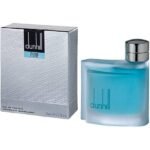 Dunhill Pure Eau De Toilette 75ml for Men in a frosted blue glass bottle with premium silver packaging. A refreshing long-lasting masculine fragrance featuring aquatic, citrus, white pepper, lotus flower, and woody notes.