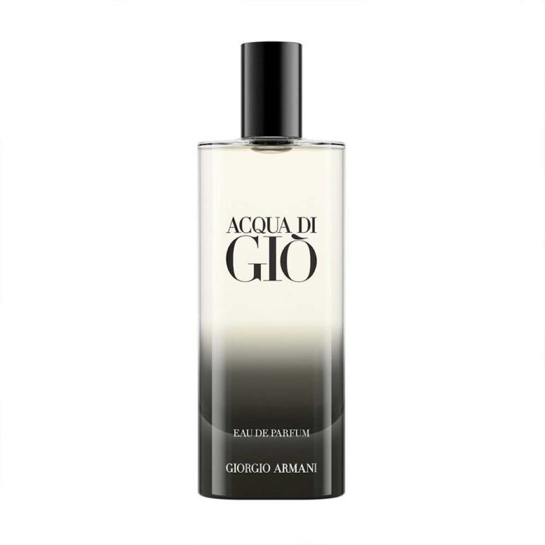 Giorgio Armani Acqua di Giò Eau de Parfum for Men, a fresh, woody marine fragrance in an elegant black gradient bottle.