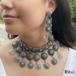 Jagriti Oxidised Long Necklace Set - Image 2