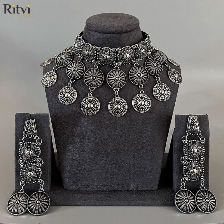 Jagriti Oxidised Long Necklace Set