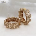 Mesmerra Kundan Gold Screw Rajwada Bangles - Image 2