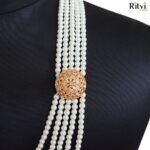 Ritvi Five Layer White Pearl Sherwani Mala - Image 2