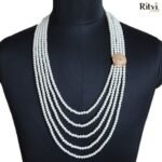 Ritvi Five Layer White Pearl Sherwani Mala