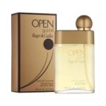 Roger & Gallet Open Gold Eau de Toilette 100ml bottle with matching gold and brown perfume box on a white background.