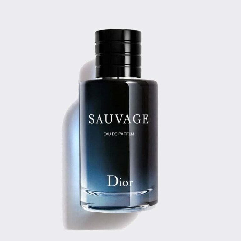 Dior Sauvage Eau de Parfum for Men in a sleek gradient midnight blue glass bottle with a black cap.