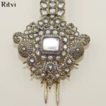 Royal Peacock White Kundan Kalgi - Image 3